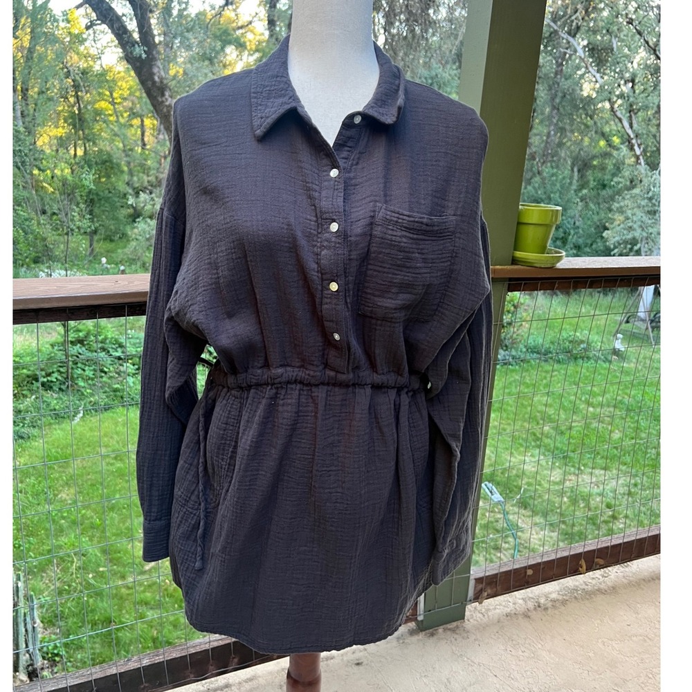 Normal Brand S Charcoal Kalo Gauze

 Waist Shirt Dress